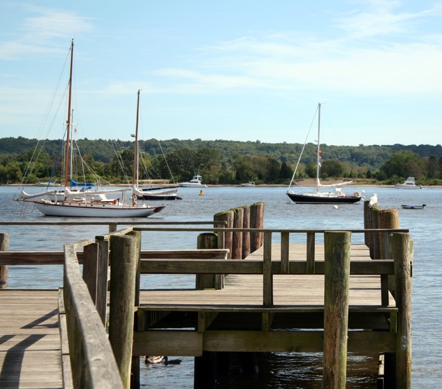 Pier with sailboats in Essex, CT